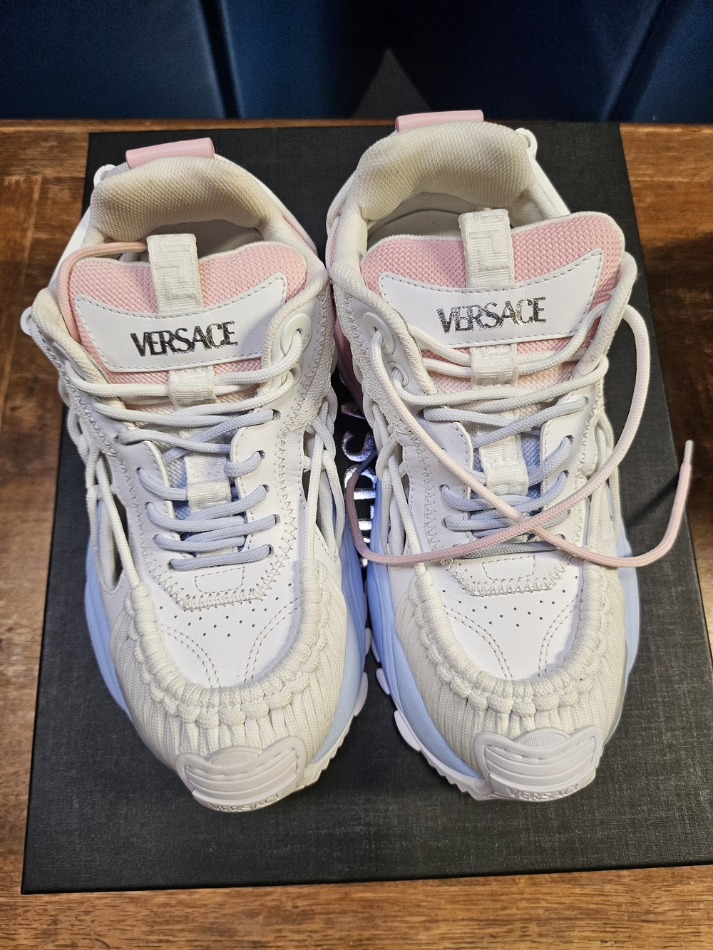 Womens Versace White & Pink Mercury Sneakers Size 5